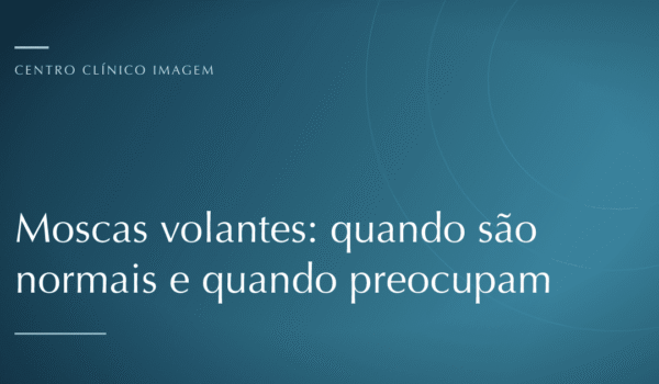 Ilustração de pontos e filamentos escuros flutuando sobre um fundo claro, representando como as moscas volantes aparecem no campo de visão